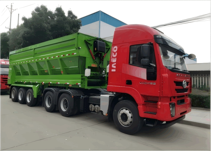 Bottom conveyor dump semi trailer