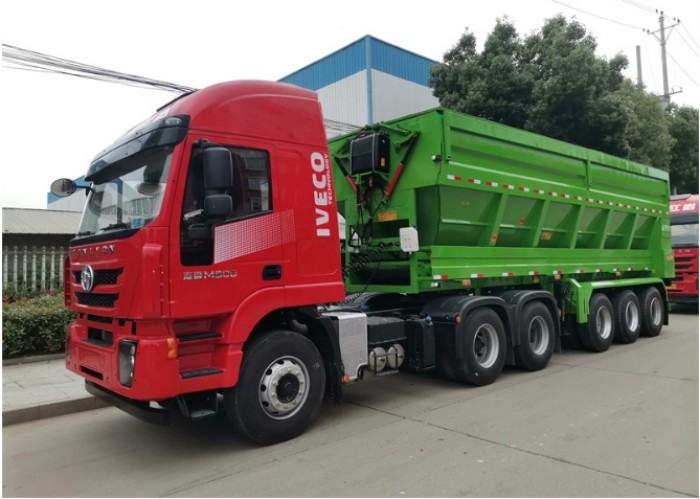 Bottom conveyor dump semi trailer
