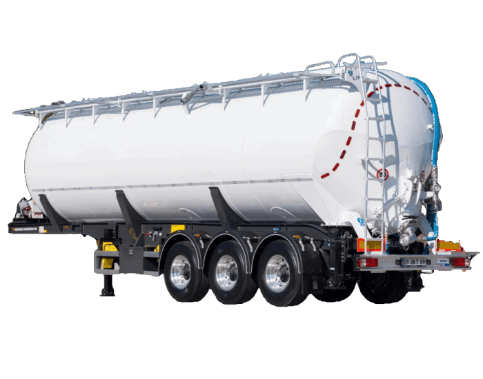 Front lift powder material semi-trailer