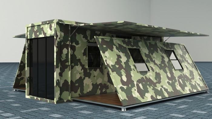 Folding military shelter