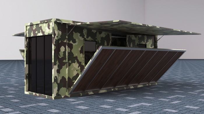 Folding military shelter
