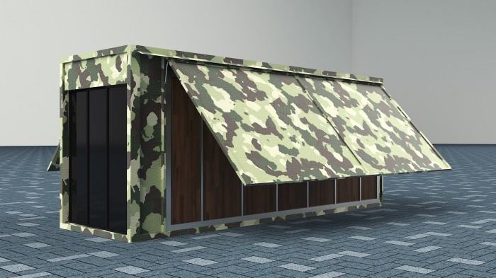 Folding military shelter