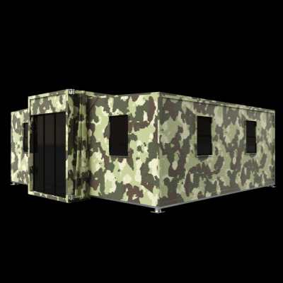 Folding military shelter